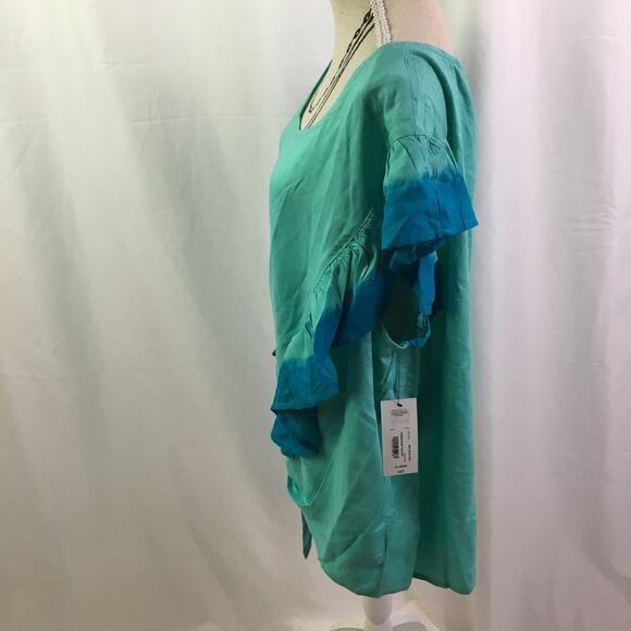 A.n.a Ruffle short sleeve tee turquoise tie dye XL - Picture 9 of 13